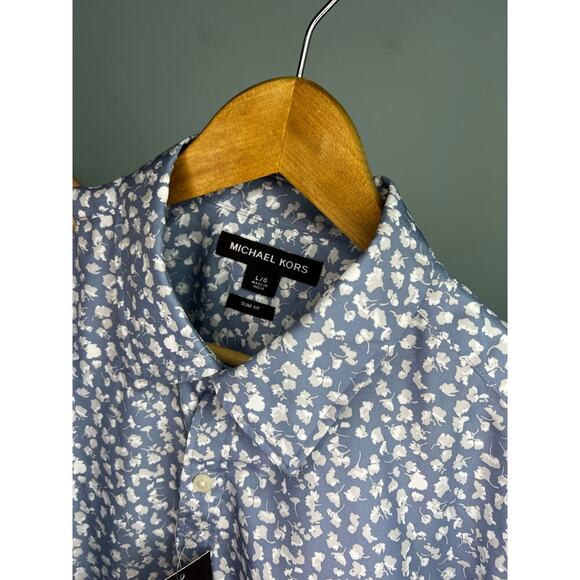 Blue Floral New Micheal Kors Slim fit button down Size Large - Picture 2 of 6